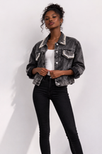 Vintage Pearl Trim Denim Jacket