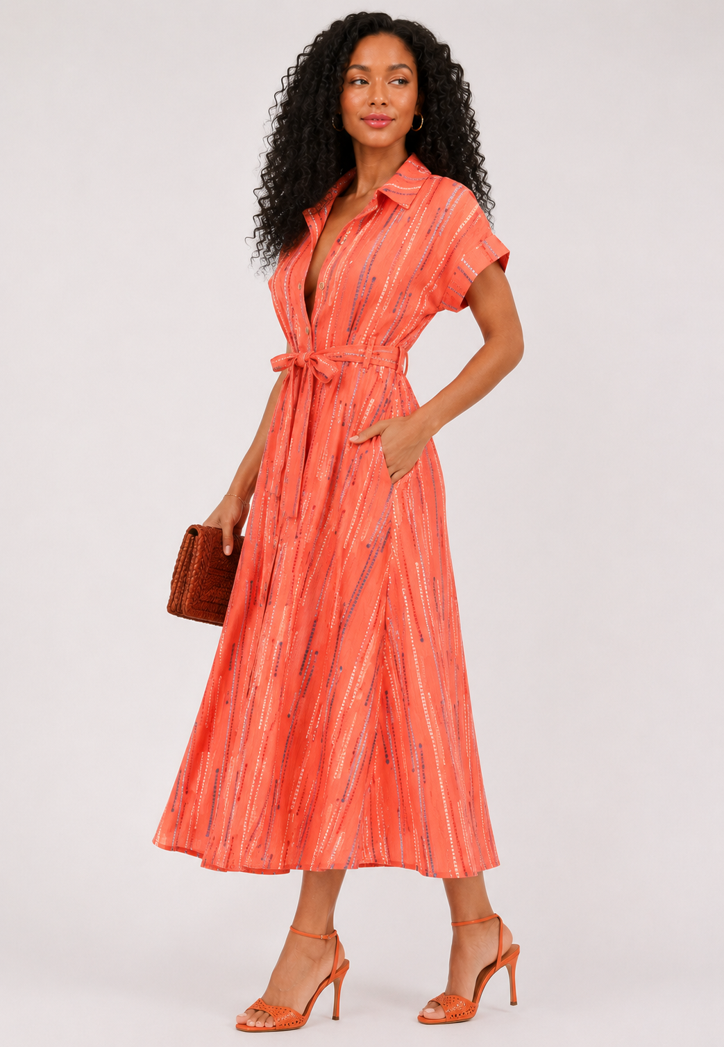 Salmon Woven Maxi Dress