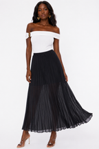 Lisa Black Pleated Maxi Skirt