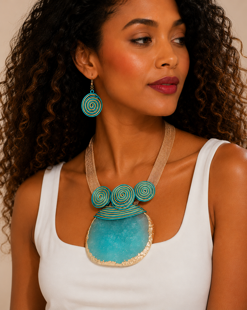 Akira Teal Statement Necklace