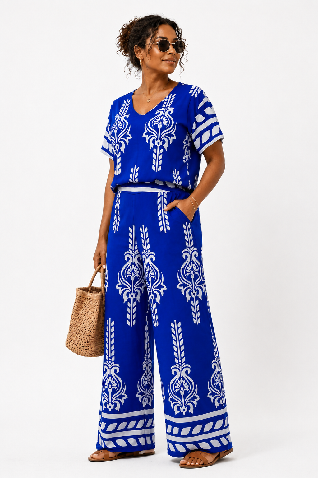 Tricia Printed Linen Pant Set