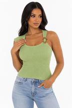Gia Ribbed Sage Top