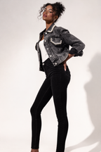 Vintage Pearl Trim Denim Jacket