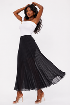 Lisa Black Pleated Maxi Skirt