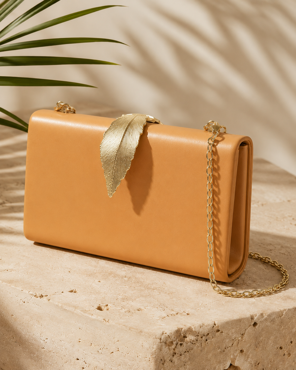 Leaf Me Alone Clutch - Sand