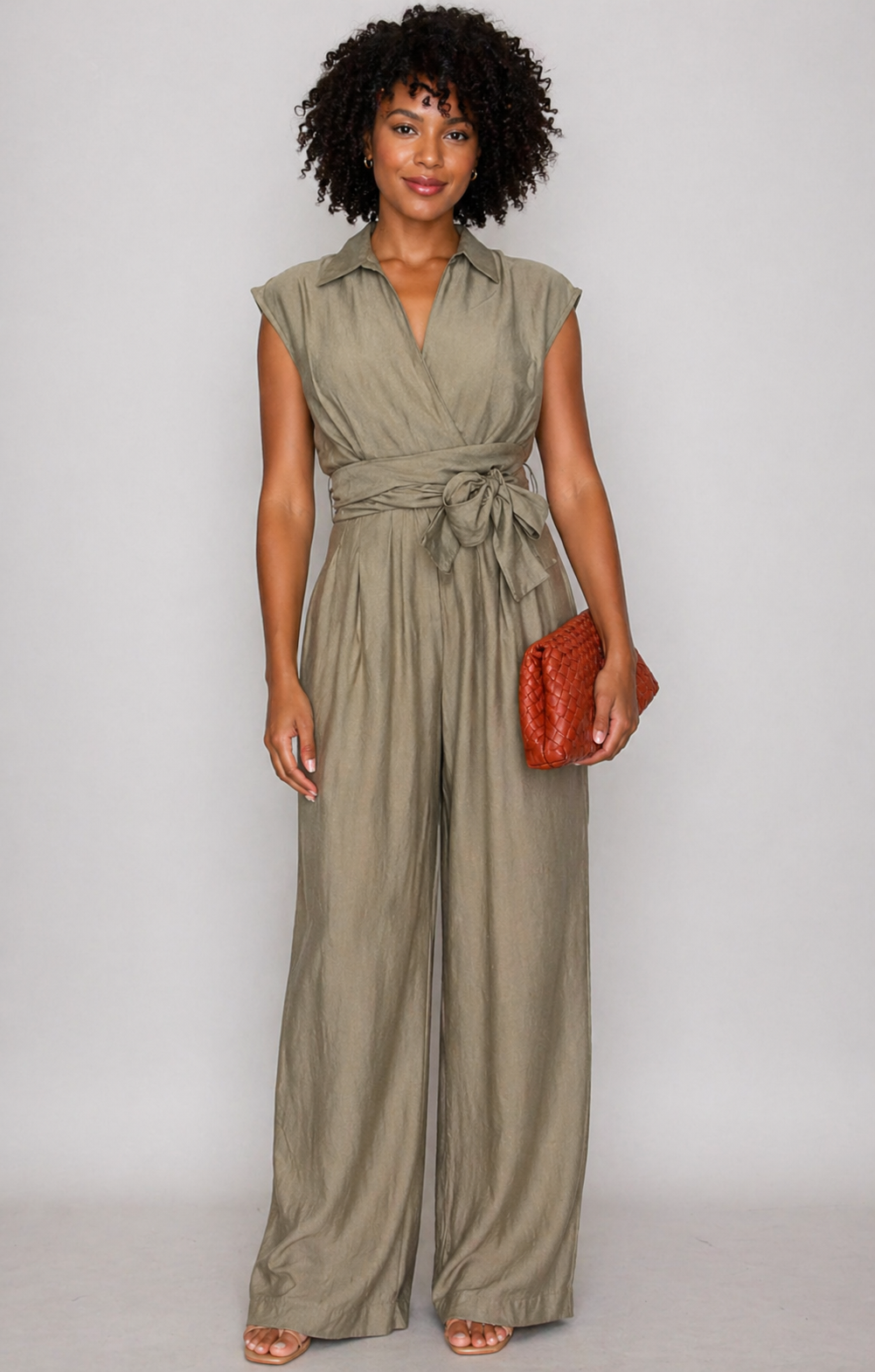 Teyana Olive Linen Jumpsuit