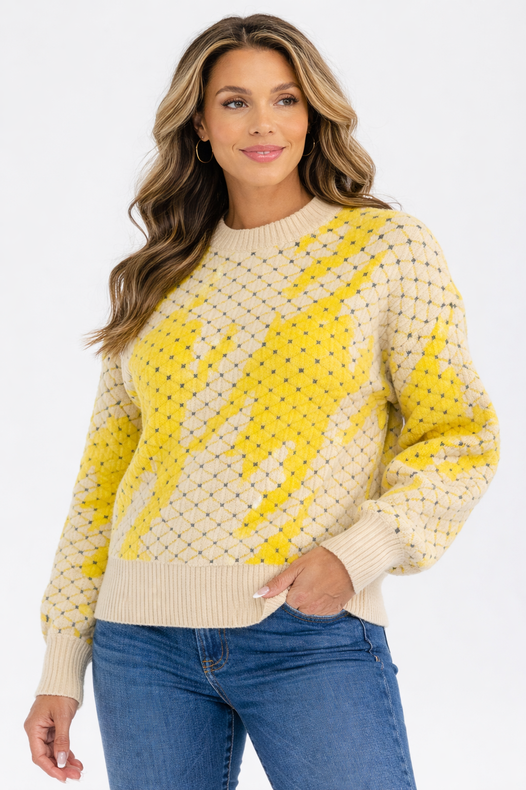 Abstract Quilted Sweater