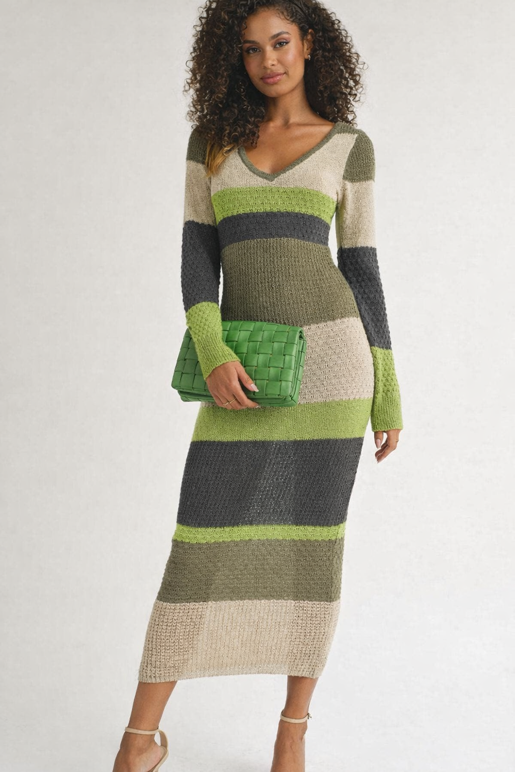 Ariel Green Stripe Knitted Dress