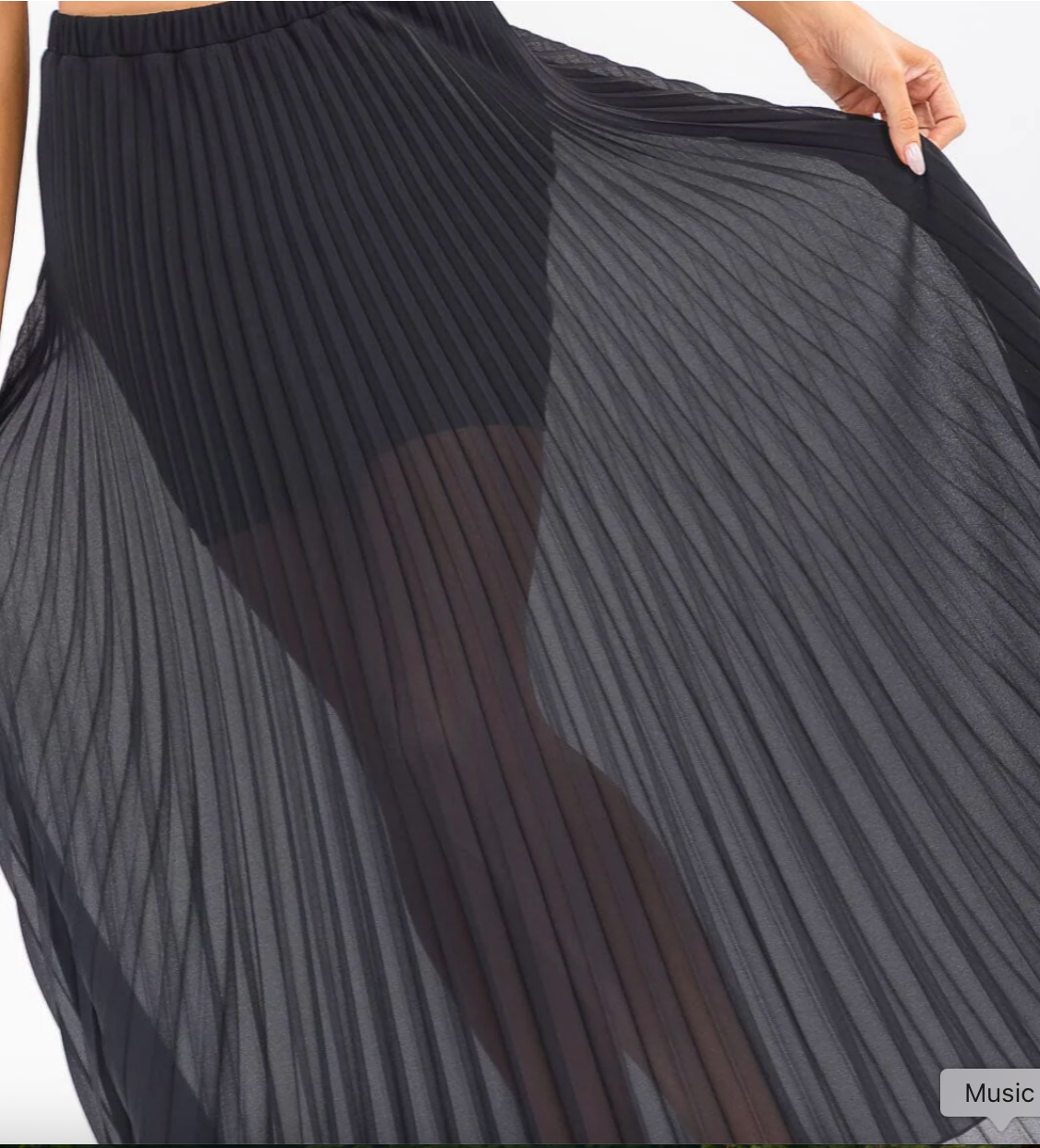 Lisa Black Pleated Maxi Skirt