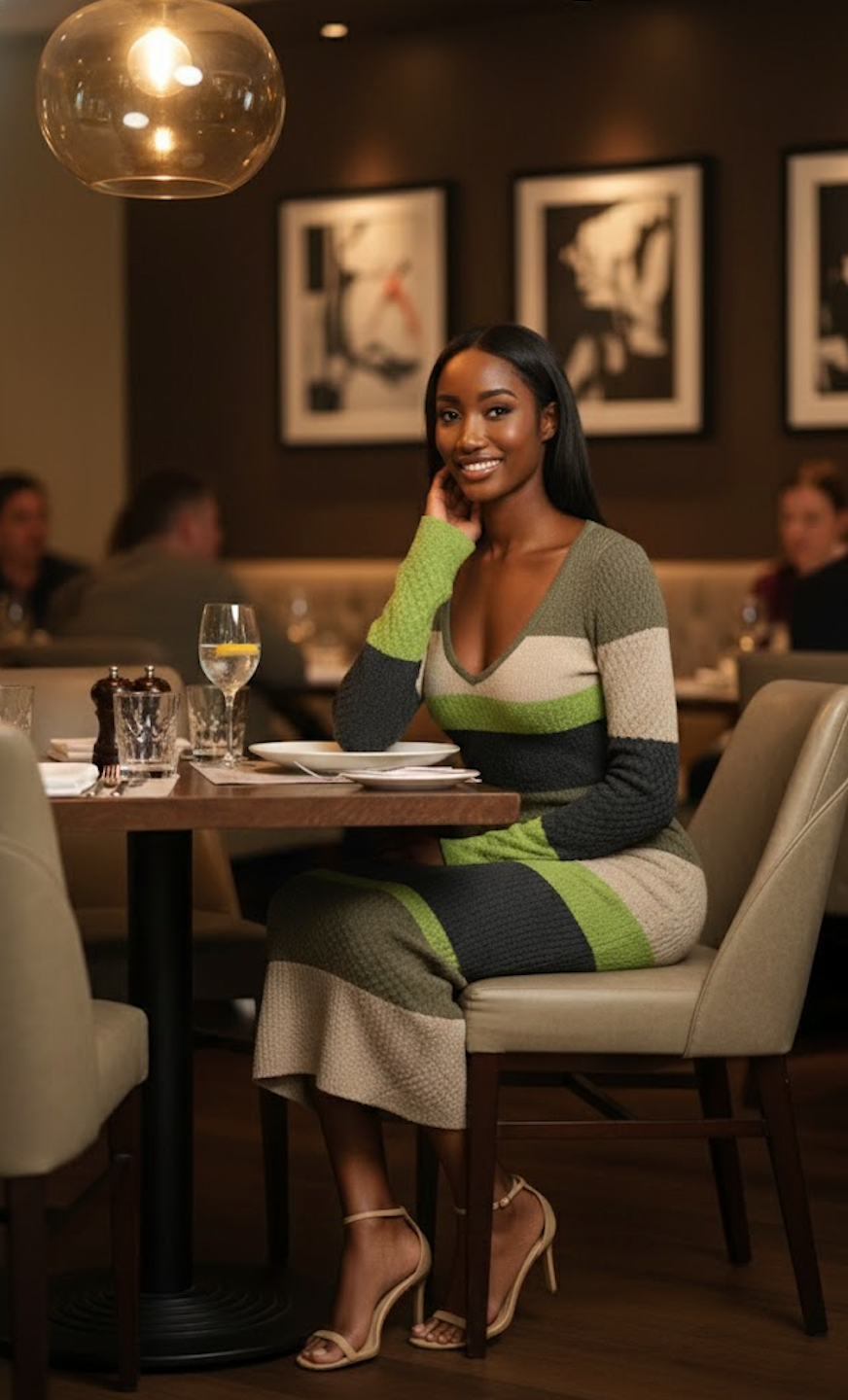 Ariel Green Stripe Knitted Dress