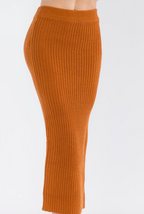 Rust Ribbed Pencil Skirt