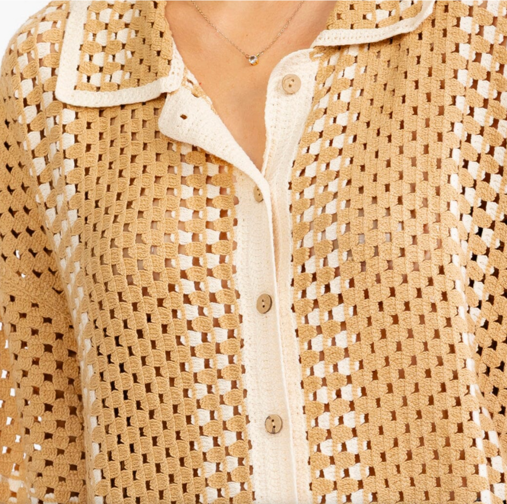 Miami Vice Khaki Crotchet Shirt