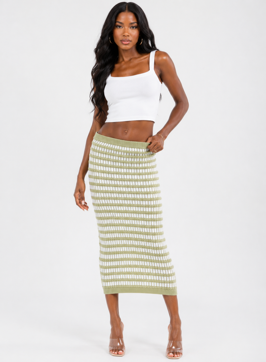 Kia Olive Knitted Skirt