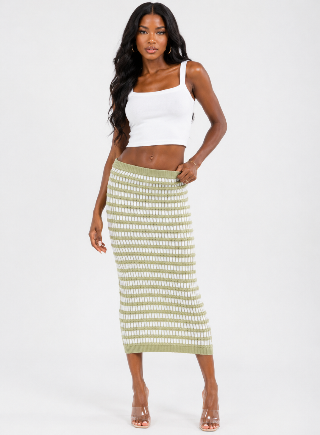 Kia Olive Knitted Skirt