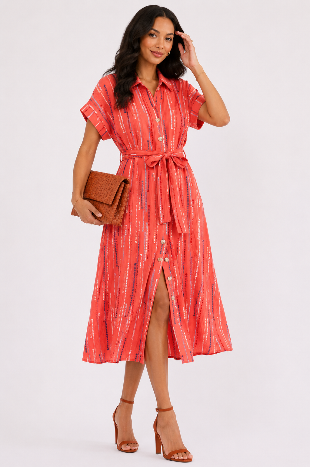 Salmon Woven Maxi Dress