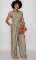 Teyana Olive Linen Jumpsuit