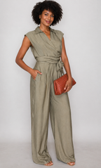 Teyana Olive Linen Jumpsuit