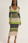 Ariel Green Stripe Knitted Dress