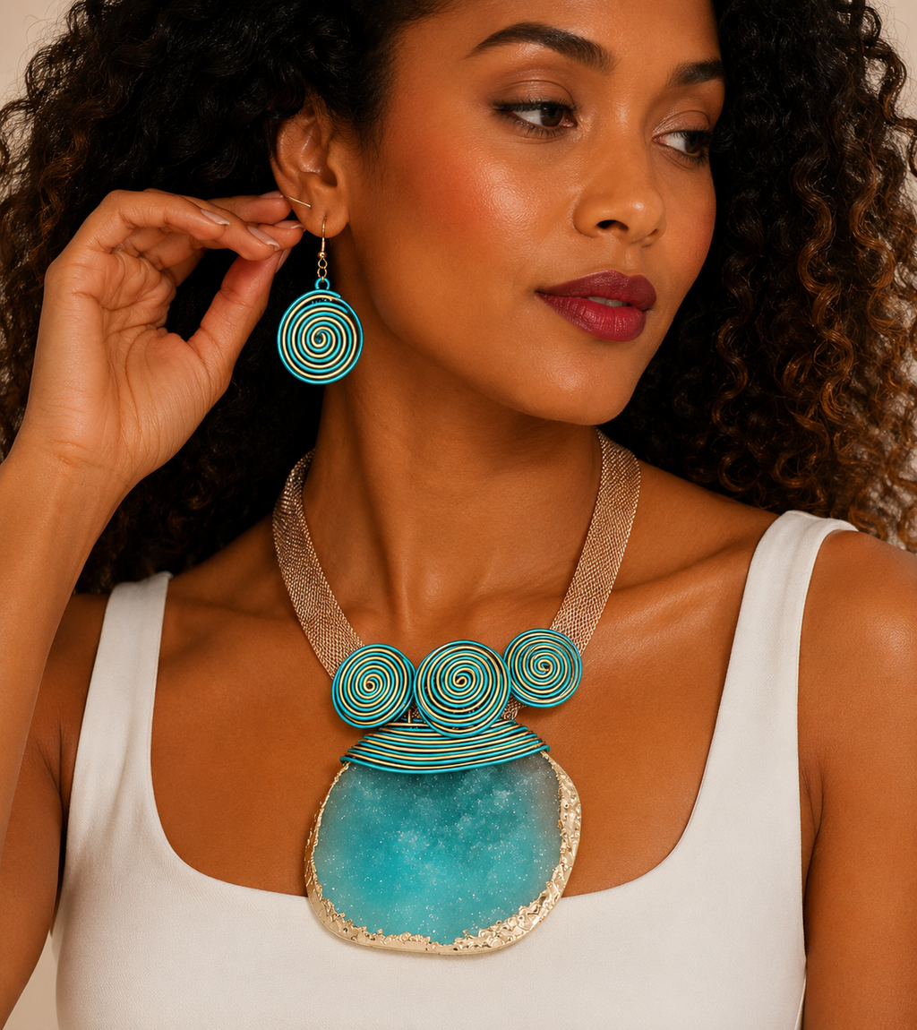 Akira Teal Statement Necklace