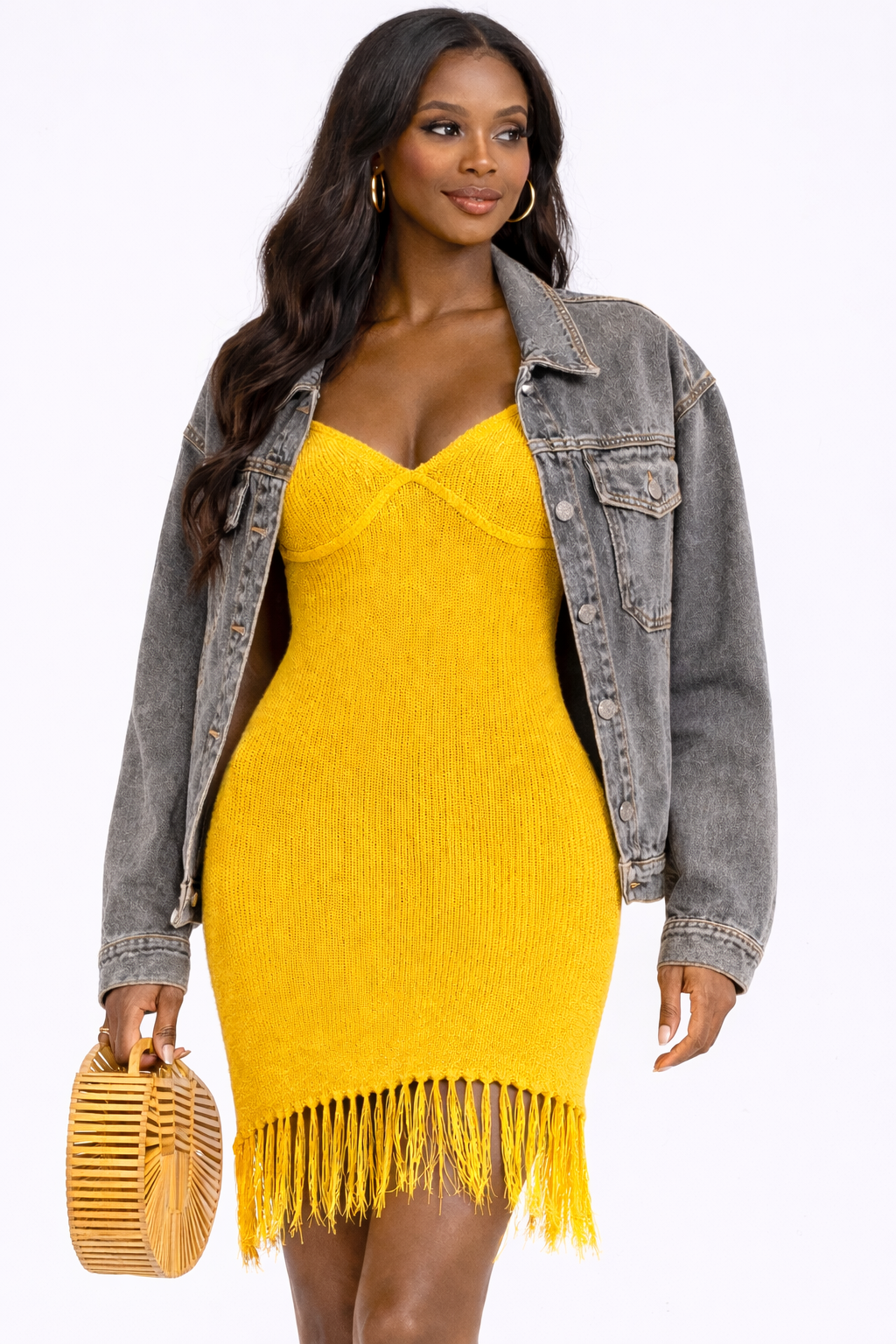 Yellow Fringe Gina Dress