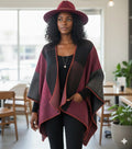 Fall Color Block Poncho