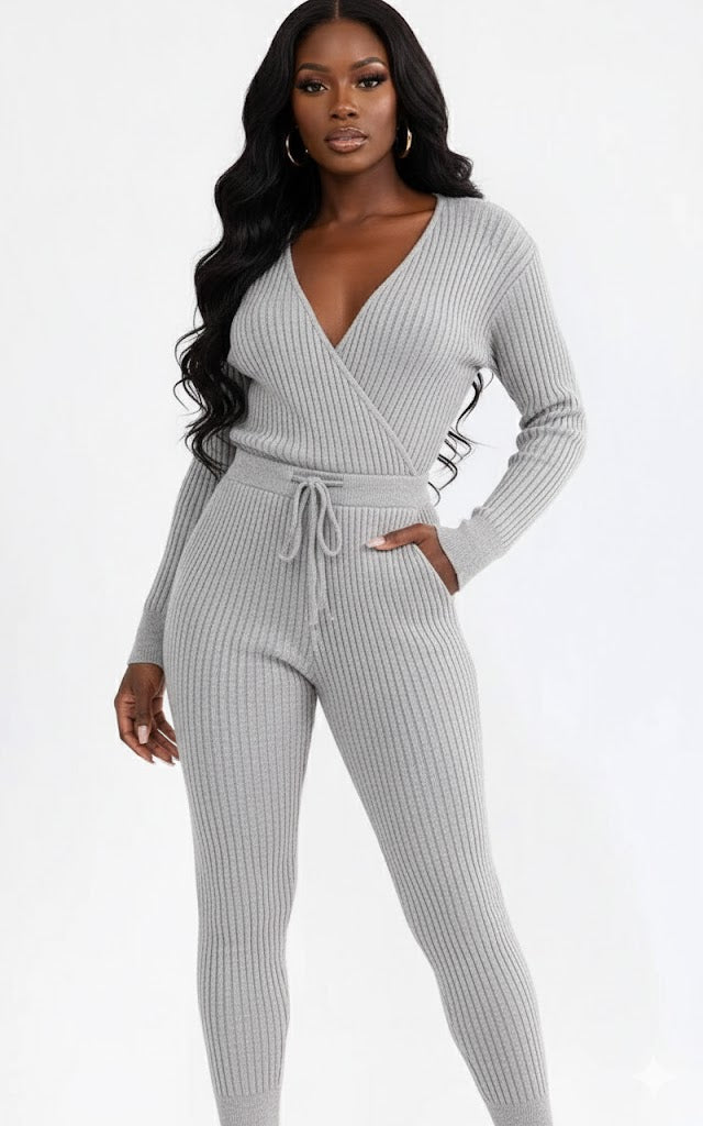 Grey Knitted Jumpsuit